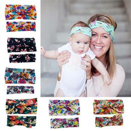 Parent-child Models Bow Elastic Hair Band Adult Children Knotted with Rabbit Ears Family Style Print Headband Hair Accessories