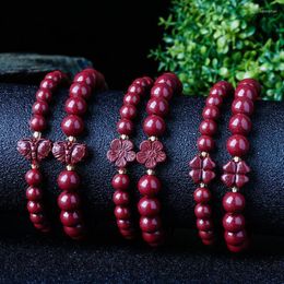 Beaded Strands Handmade Cinnabar Jewellery Women's Versatile Bracelet High Content Imperial Butterfly Clover Ethnic Style Kent22