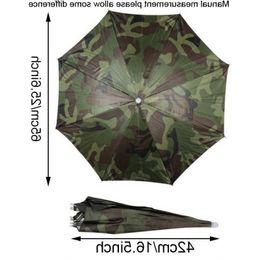 Portable Rain Umbrella Hat Foldable Outdoor Sunshade Waterproof Camping Fishing Golf Gardening Headwear Camouflage Cap Beach Head Hats Hands Paraplu Hoed