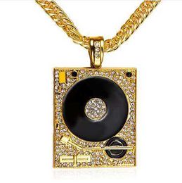 DJ Phonograph Große Halskette Männer Schmuck Hiphop Kette Gold Silber Farbe Musik Hip Hop Rock Rap Halsketten Herren Schmuck