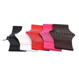 Women Wide Corset Belts Pu Leather Slimming Body Belts Elastic Waistband Female Chain Feminin