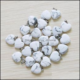 Pendant Necklaces Pendants Jewellery Natural White Line Loose Seart Stone For Making Charms Trendy Accessor Dh1Fk