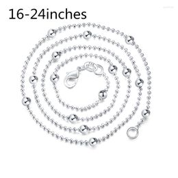 Chains Korean Fashion 925 Stamped Silver Charms Round Beads Chain Necklace For Women 16-24 Inch Party Wedding Jewelry Accessories GiftChains