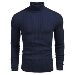 Men's Sweaters Turtleneck Men Srtiped Knitted Sweater Warm Casual Long Sleeve Solid Pull Homme Pullovers Slim Winter ClothesMen's