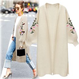 Style for Autumn and Winter Women's Knitted Cardigan Women's Loose Long Embroidered Sweater Women sweaters 201223