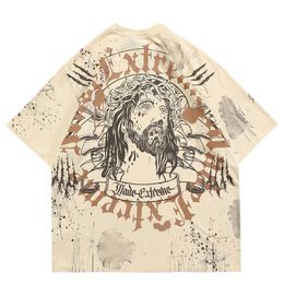 Hip Hop T-Shirt Streetwear Harajuku Graffiti Jesus Graphic T Shirt Men Cotton Casual Tshirt Summer Short Sleeve Tops Tees 220812