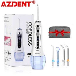 Azdent Portable Electric Oral Irrigator 3 Modes Cordless Water Dental Flosser USB Rechargeable Teeth Mouth Cleaner 300ml 220518