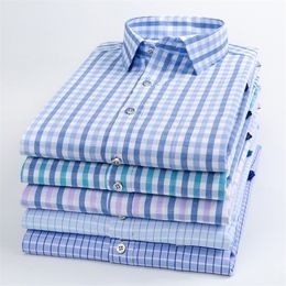 Cotton Plaid Shirt Men's Long-sleeved Non-iron Autumn Business Casual Professional Formal XS-5XL 220330