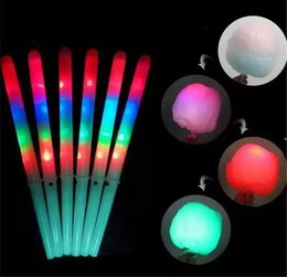New 28x1.75CM Colorful LED Light Stick Flash Glow Cotton Candy Stick Flashing Cone For Vocal Concerts Night Parties AA