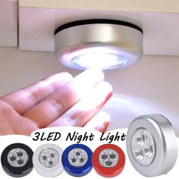 Wall Lamp 3-Led Touch Light Closet Cabinet Tap Push Security Kitchen Bedroom Wardrobe Battery Powered Wireless Stick Night LightWall WallWal