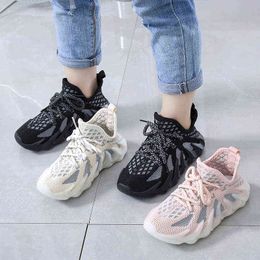 Children Kids Baby Fly Weaving Sneakers For Boys Girls Breathable Mesh Casual Daddy Sports Running Shoes 1 2 3 4 5 6 10 Years G220708