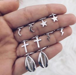 Hoop & Huggie Earrings For Women Small Silver Color Hoops Star Butterfly Snake Stud Earring Zircon Circle Christmas GiftHoop Kirs22