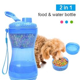 2 in 1 Pet water bowl portable travel food cup Drinking Bowl for small big dog cat Water Dispenser Feeder pet supplies 210320