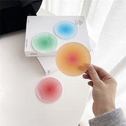 4PCS Set Simple Ins Wind Acrylic Coasters Round Sunset Gradient Nordic Shooting Props Decorative Ornaments Insulation Placemat 220610