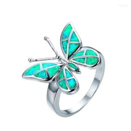 Vintage Fashion Blue Opals Butterfly Rings For Women Jewelry Silver Finger Ring Engagement Female Wedding Promise Rin Wynn22