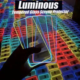 Luminous Glass Screen Protector for iPhone 14 13 12 11 Pro XR XS Max Full Cover Night Tempered Glass Samsung A03 A03S A13 A12 A22 A23 A32 A33 A42 A52 A53 HUAWEI MOTO