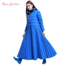 autumn and winter Skirt style long down women jacket special Design coat Blue plus size parkas female and causal warm wear 201125
