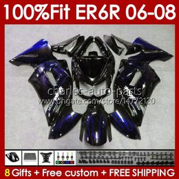 OEM Bodys Kit For KAWASAKI NINJA 650R ER6 650 R ER 6 F 06-08 Bodywork 139No.108 650-R ER 6F 650R-ER6F ER-6F 2006 2007 2008 ER6F 06 07 08 Injection Mould Fairings blue flames