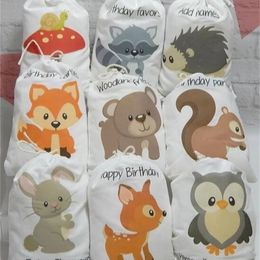 Custom any cartoon Forest Woodland Animals kids Birthday school party Favour Gift BagsBaby Shower Christening gifts pouches bags 220704