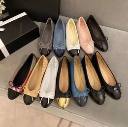 Klassische Designer-Kleiderschuhe für Frühling und Herbst, 100 % Rindsleder, Ballerinas, Tanzschuhe, Mode, Damen, schwarz, flache Bootsschuh-Sandale, Damenleder