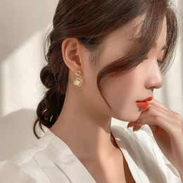 Dangle & Chandelier ZWC 2022 Fashion Cubic Zircon Multi-layer Earrings Geometric Drop Golden Hoop For Women Jewelry Korean