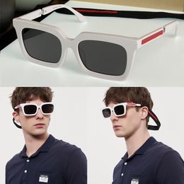 Square Thick Shiny Sunglasses Mens Cycling spr09a Polarised Black white Frame women Outdoor Temple Red Line Decorative Arm Designer Glasses with straps tape chain