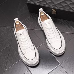Spring Wedding Autumn Lace-Up Dress Party Shoes Fashion White Vulcanised Thick Bottom Sneakers Comfortable Non-slip Roun 3139