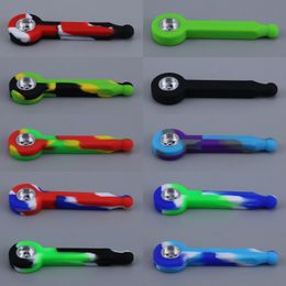 Latest Colourful Silicone Mini Pipes Dry Herb Tobacco Metal Bowl Philtre Smoking Portable Innovative Design Handpipes High Quality DHL