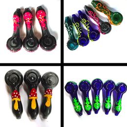 Spot goods Glow In The Dark Glass Smoking Pipes Heady Spoon Scorpion Luminous Oil Burner Tobacco Pipe