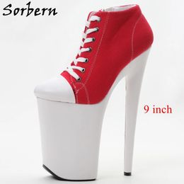 Sorbern Canvas Ankle Boots Pole Dancer Exotic Pole Dance Shoes Extreme High Heels Custom Colours