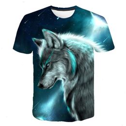funny 3d t shirts UK - Summer T-shirt Men Streetwear Round Neck Short Sleeve Tees Tops Funny Animal Male Clothes Casual Wolf 3d Print T-shirts