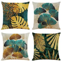 Tropical Leaf Square Cushion Cover Throw Pillow Case Slipover Pillowslip for Home Sofa Couch Chair Back Seat 18x18 inches 220623