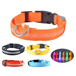 S/M/L Luminous Pet Collars Night Safety Flashing Glow Dog Leash LED Fluorescent Collar Pet Supplies