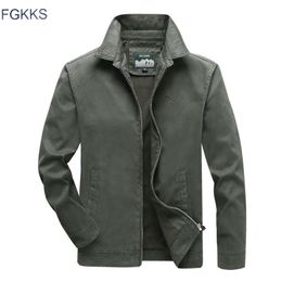 FGKKS Men High Quality Jacket Men s Military Style Solid Colour Jacket Male New Fashion Casual Jacket Brand Clothing LJ201013