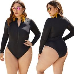 WHZHM New Arrival Black Sexy Bodysuits Feminina Spring Beach Zippers Turtleneck Long Sleeve Plus Size 3XL 4XL 5XL Big Size