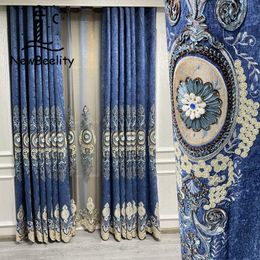 Curtain & Drapes European Style Curtains For Living Dining Room Bedroom Thickened Snowy Embroidered Jacquard High Blackout FabricCurtain