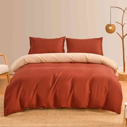 Bedding Solid Color Double Sided Four Piece Set Three Home Textile