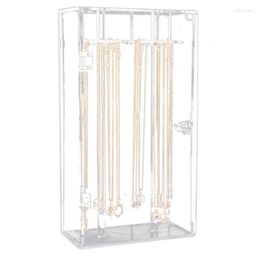 Jewellery Pouches Bags Acrylic 24 Hooks Rotation Necklace Display Stand Pendant Organiser Holder Dust-Proof Box Edwi22