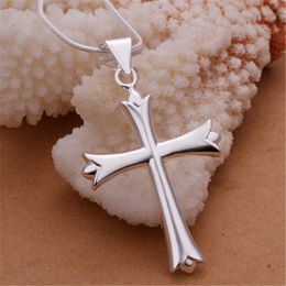 Chains Wholesale CUTE Wedding Party Women Lady Silver Colour Necklace Charms Chain Simple Fashion Cross N290Chains