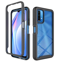 2 in 1 Hybrid Rugged Shockproof Armour Cases for Xiaomi Poco M3 Redmi 9T 9 Power Soft TPU Transparent Acrylic Frame PC Back Cover