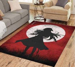 Carpets Cartoon Anime Red Girl Moon Art Anti-slip Mat Floor Door Carpet Bedroom Living Room Home Decoration