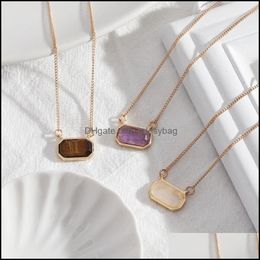 Pendant Necklaces Pendants Jewellery Crystal Necklace For Women Tiger Eye Amethyst Natural Stone W Dh85N
