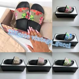 Men Women Slippers designer Slide Summer Fashion Wide Flat Sandals with Thick Sandal Slipper Flip Flops Classic Letter Print Pattern Flower with box dust bag