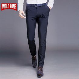 Fashion High Quality Cotton Men Pants Straight Spring and Summer Long Male Classic Business Casual Trousers Full Length Mid 220325