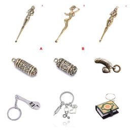 Keychains Creative Brass Beauty Keychain Pendants Pure Copper Handmade Goddess Ear Pick Tool Gift Men Car Key Chain Keyring HangingsKeychain