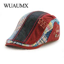 Wuaumx Unisex Beret Hats For Men Women Cotton Leisure Visor Spring Summer Sun Hat Flat Berets Cap Casquette Gorras Planas J220722