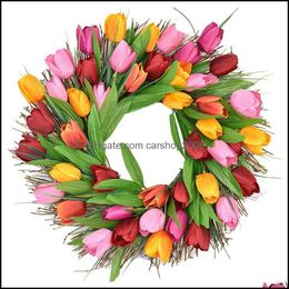 Decorative Flowers Wreaths Festive Party Supplies Home Garden Artificial Tip Flower Wreath Spring For Front Door Office Wedding Wall Farmh