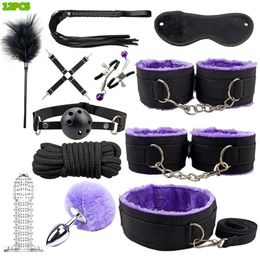 sexy Toys Erotic Adults Bdsm Bondage Set Handcuffs Anal Plug Vibrator Adult Products SM Toy Exotic Accessories