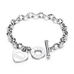 2021 Newest Arrival Stainless Steel Chain Bracelets Engraved Words Personalised Heart O Letter Love Bible Proverbs Link Bracelet Women H220418