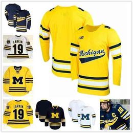 MThr Custom Michigan Wolverines Colleage Hockey Jerseys Any Name Number Yellow 19 LARKIN 13 Zach Werenski 10 WILL LOCKWOOD 33 JOSEPH CECCONI
